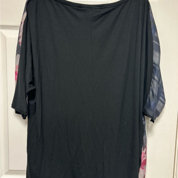 Marina Rinaldi Sport Black  Floral Top Kimono Sleeves Size XL - Picture 7 of 10